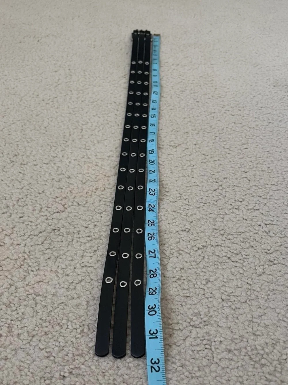 BLACK TRIPLE STRAP LEATHER BELT W/ SILVER HARDWARE